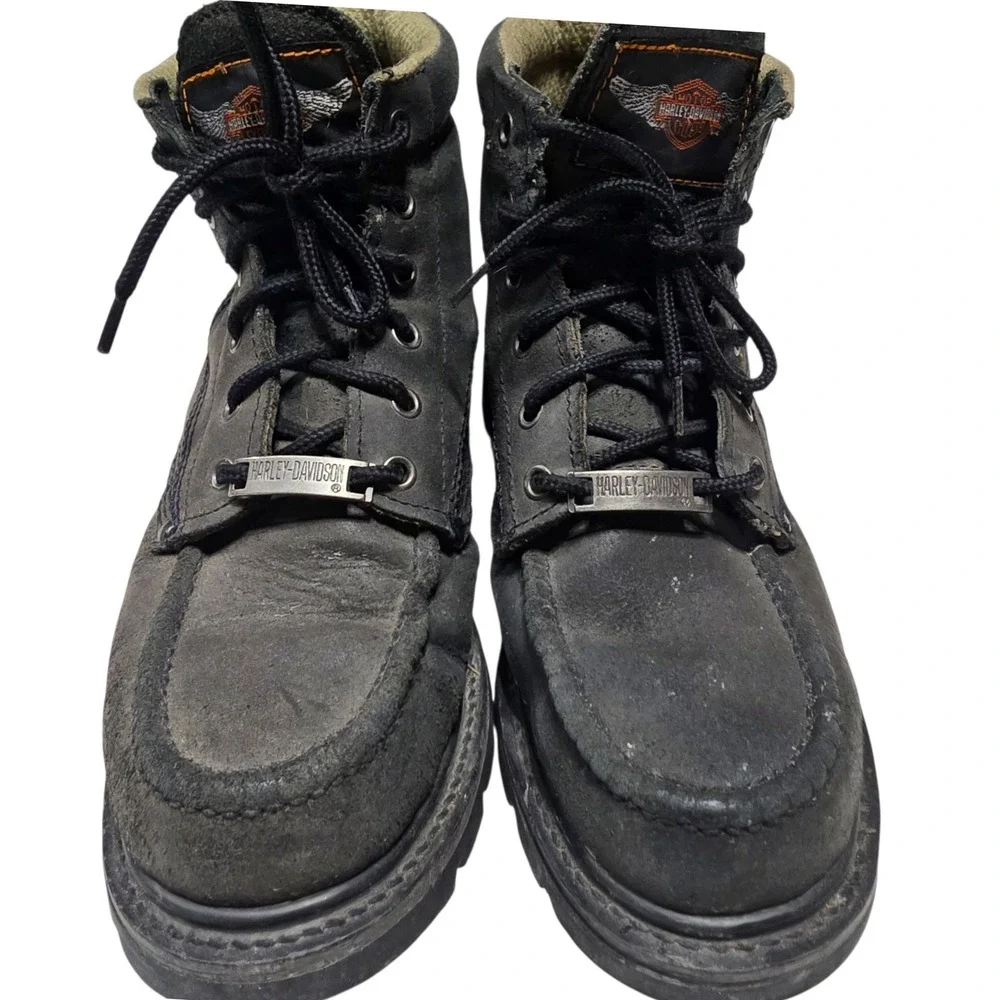 Harley Davidson Boots Mens 10 Black Leather Moc Toe Biker Motorcycle 99300